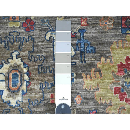 4'X6' Gray Peshawar Ziegler Mahal Design Hand Knotted Pure Wool Rug