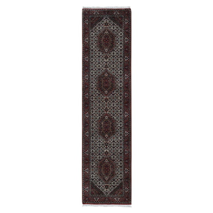 2'9"X11'4" Ivory Hand Knotted 300 Kpsi Wool Bejar Mahi Runner Rug