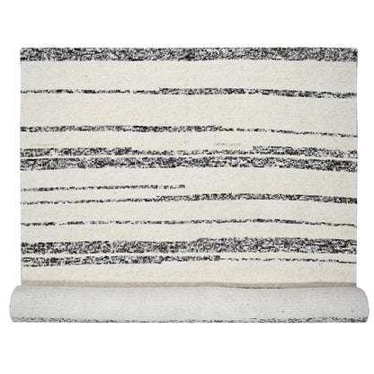 12'X17'9" Ivory Striae Design Wool Hand Knotted Oversized Oriental Rug