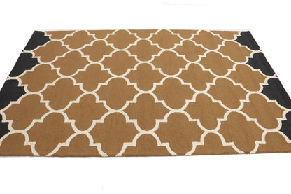 Caramel Brown Trellis Design 5X8 Hand-Tufted