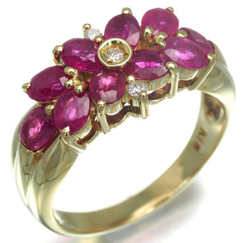 Ruby 1.92Ct Diamond 0.05Ct Ring 18K 750 Yellow Gold