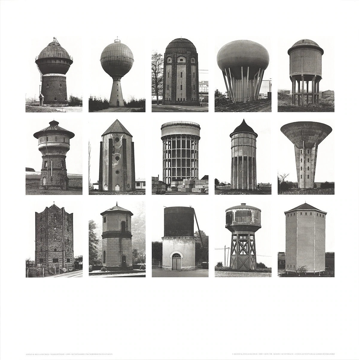 BERND AND HILLA BECHER Water Towers (no text) 27.5" x Poster 2005 Photogra