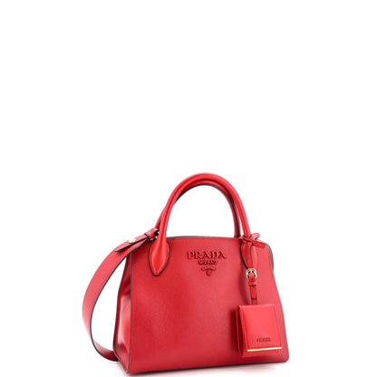 Prada Monochrome Tote Saffiano With City Calf Small