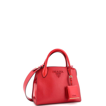 Prada Monochrome Tote Saffiano With City Calf Small