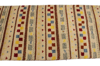Handmade Stripes Tribal Indo-Gabbeh Runner Rug