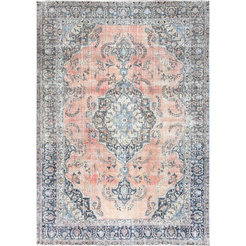 9'X13' Brown All Wool Hand Knotted Vintage Tebraz With Sunset Colors Rug