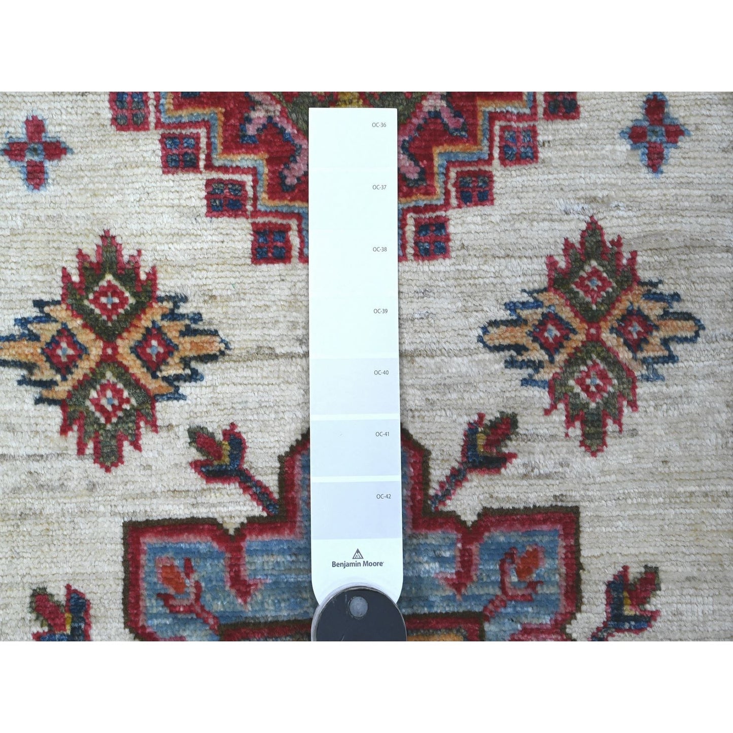 2'7"X10'7" Egg White Hand Knotted Super Kazak Large Motifs Runner Rug