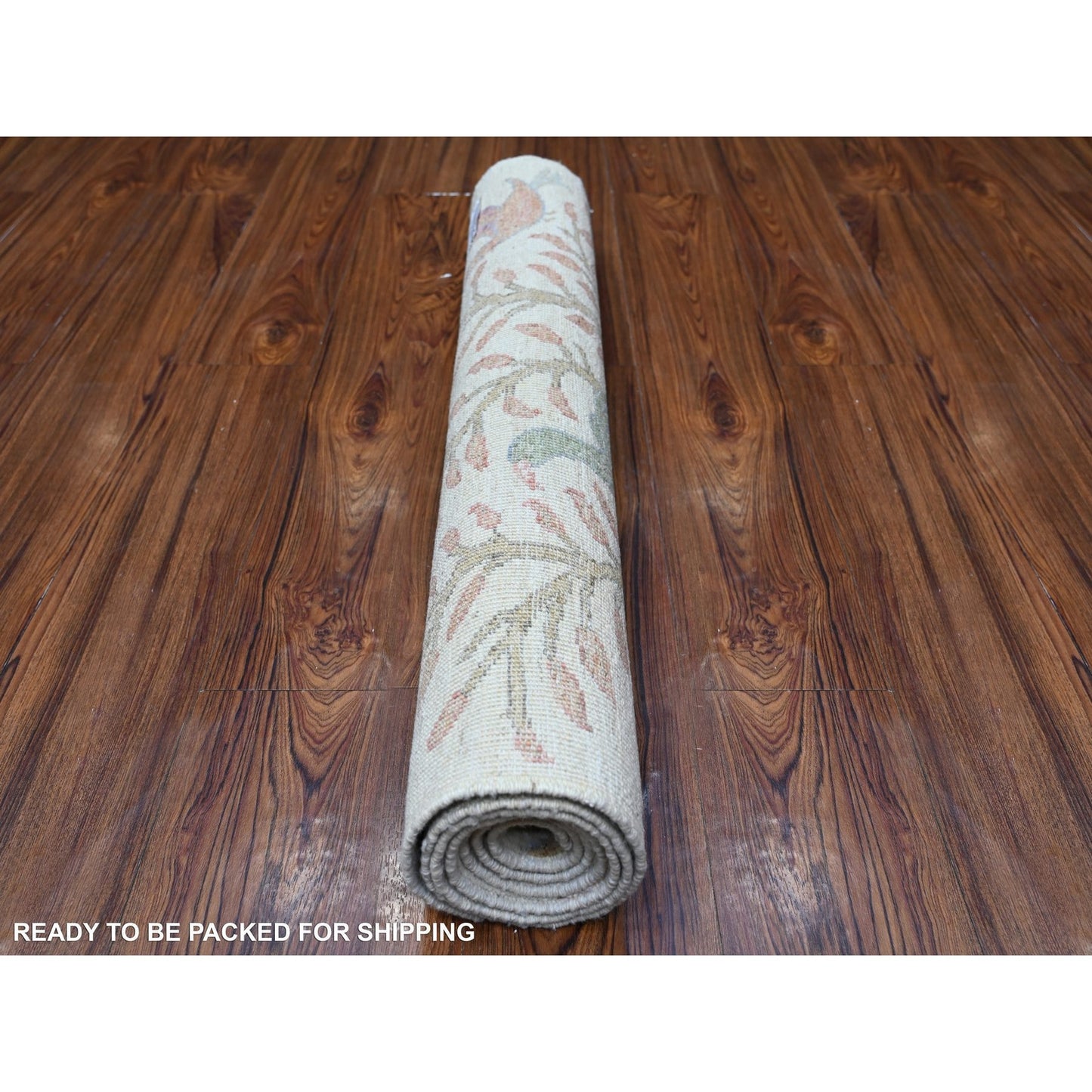 3'X6'1" Ivory Natural Wool Hand Knotted Afghan Peshawar Runner Rug