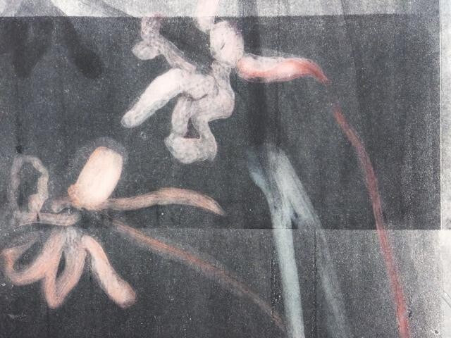 Mary Frank (Uk) Original Monoprint On Wove Signed In Pencil "Flowers Ii" 1984