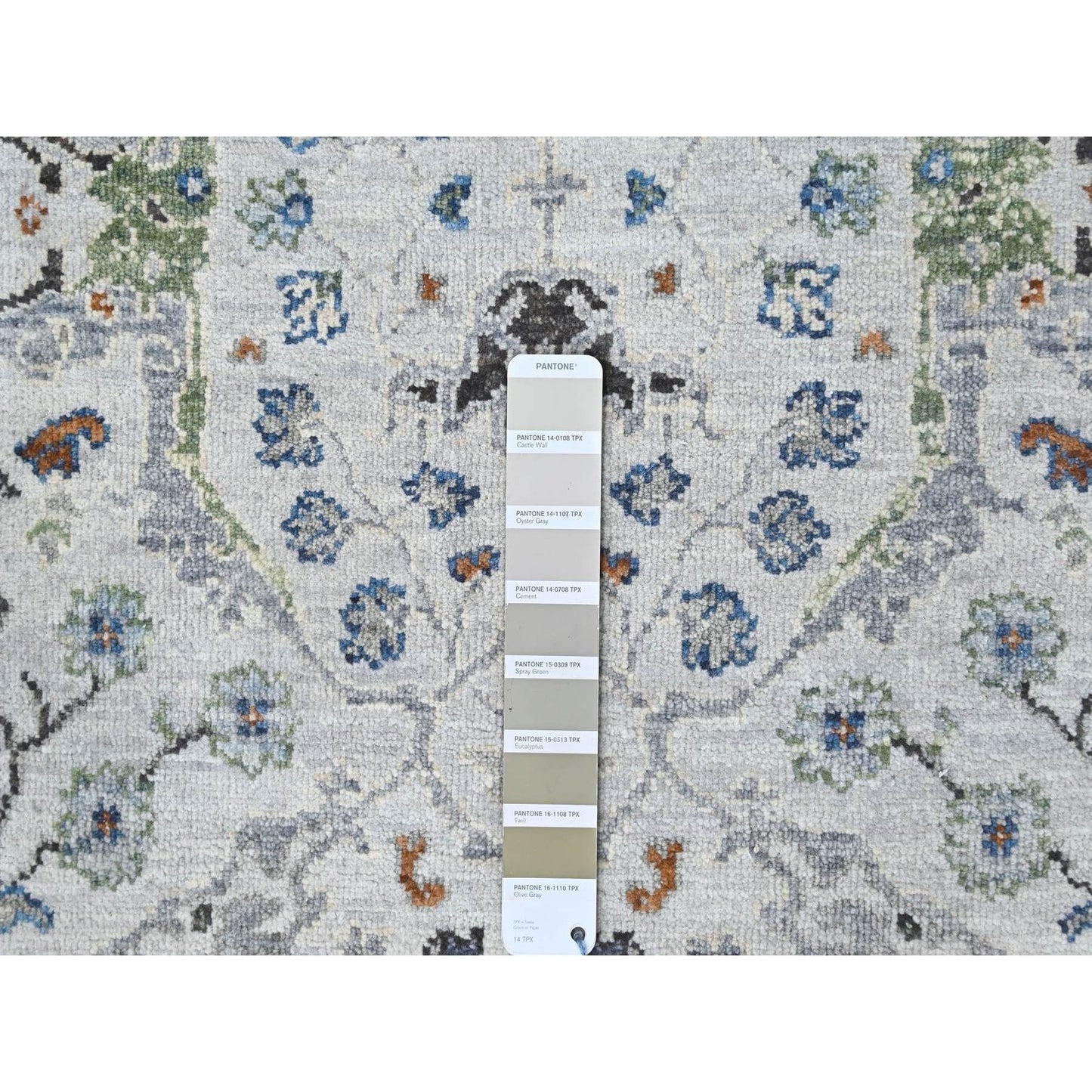 2'6"X23'10" Gray Oushak Floral Motifs Wool Xl Runner Hand Knotted Rug