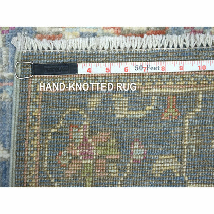 2'6"X19'2" Deim Blue Hand Knotted Angora Oushak Xl Runner Afghan Wool Rug