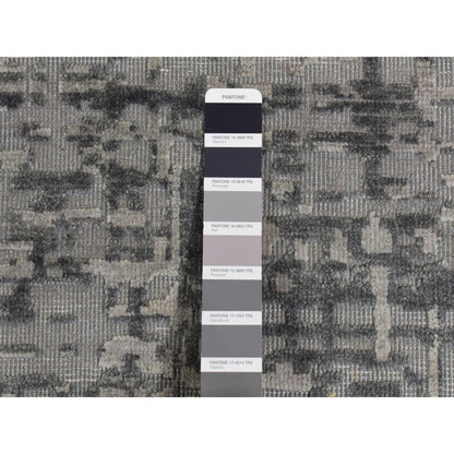 9'2"X12'4" Gray The Matrix Silk With Wool Tone On Tone Hand Knotted Rug