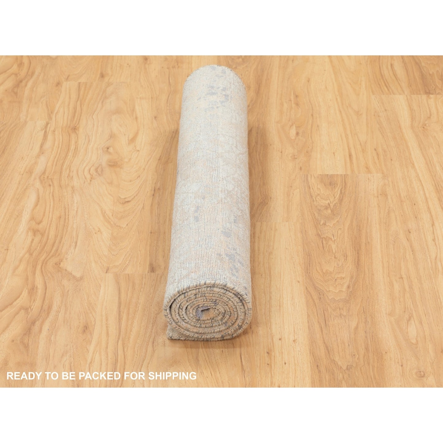 3'X5' Gray Wool & Pure Silk Mosaic Design Handknotted Modern Oriental Rug