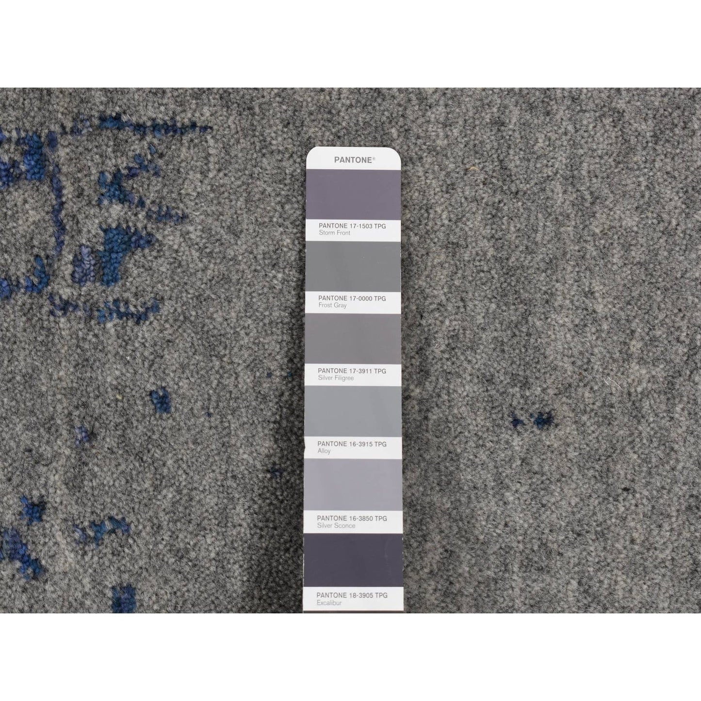 7'10"X10' Battleship Gray Jacquard Hand Loomed Hand Knotted Pure Wool Rug