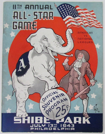 1943 Baseball All-Star Game Program Vintage Rare