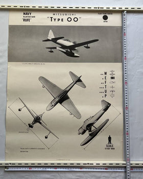 Wwii 1944 Us Navy Aircraft Recognition Poster Mitsubishi Type 00 Rufe Floatplane