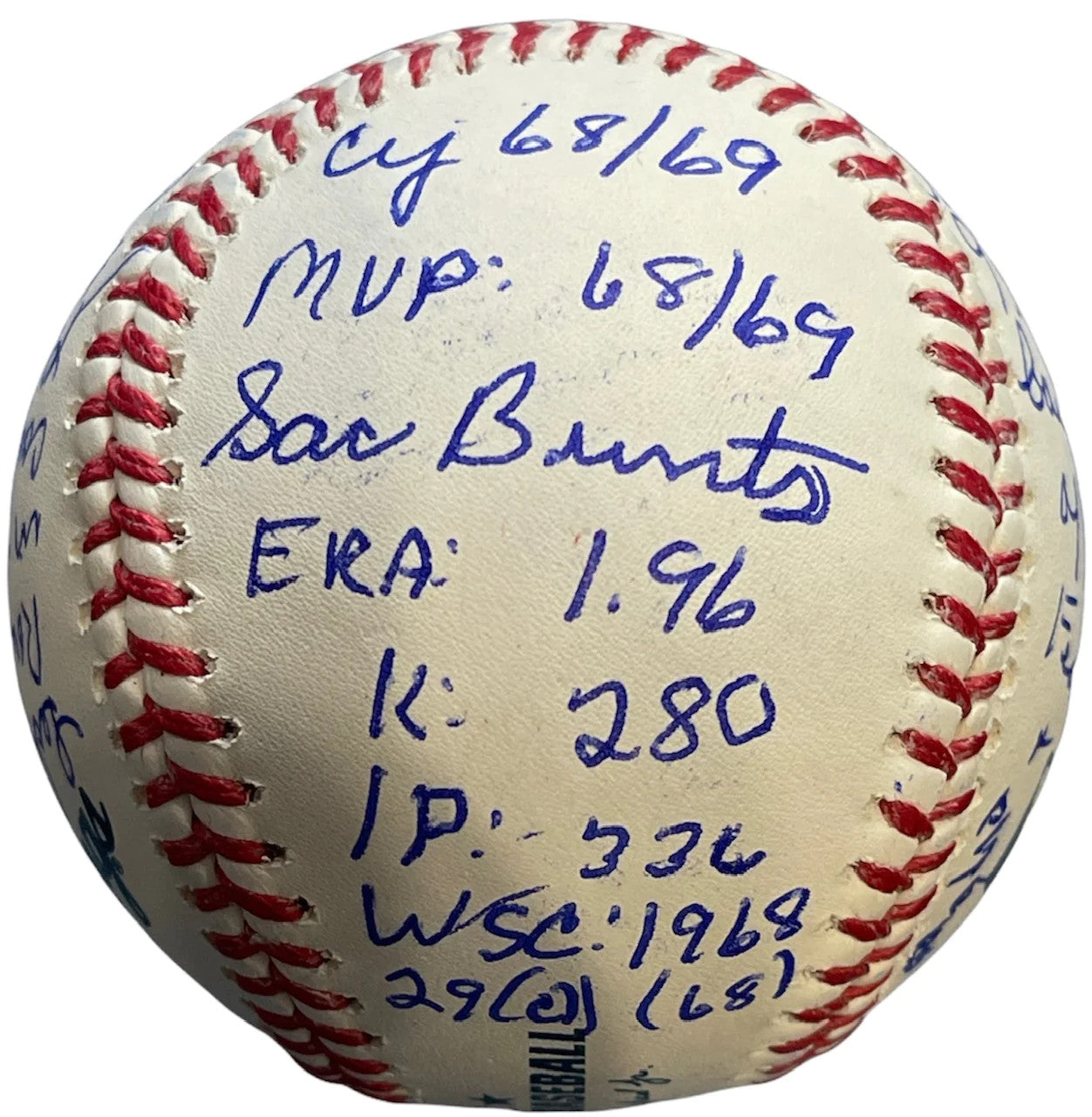 Denny Mclain Multi Inscribed Stat Signed Official Major League Baseball