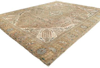 Antique 10X13 Distressed Vintage Oriental Rug Muted Floral Carpet Living Room