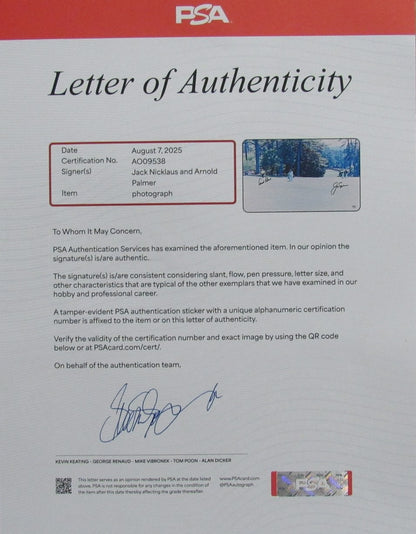 Jack Nicklaus/Arnold Palmer Dual-Signed/Autographed 11X17 Photo Psa/Dna 199547