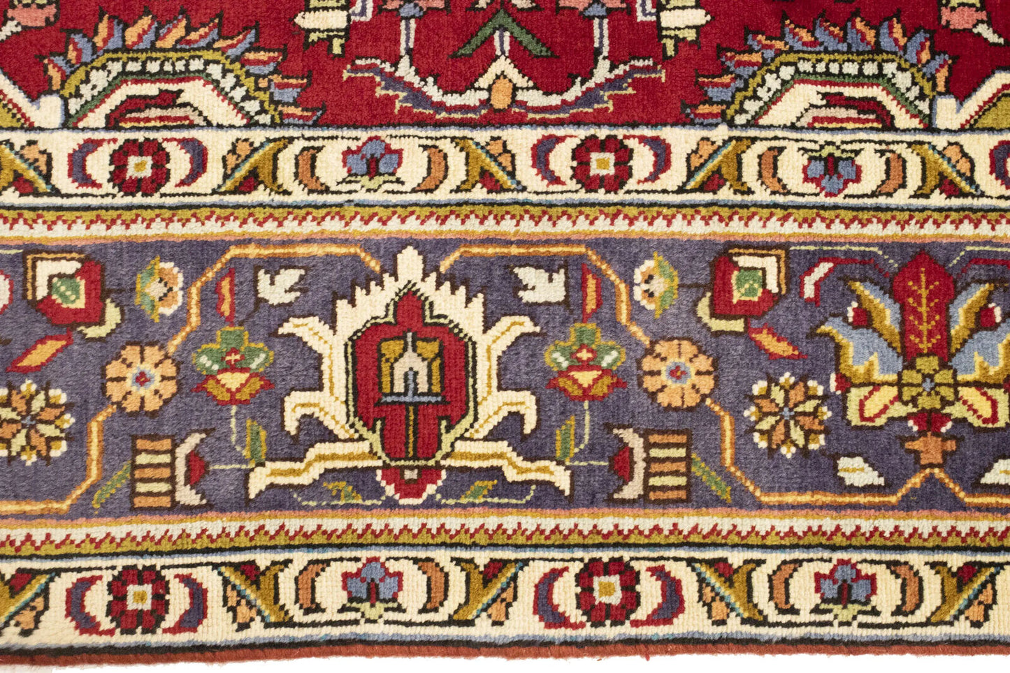 Hand-Knotted Vintage Oriental Rug Red Traditional