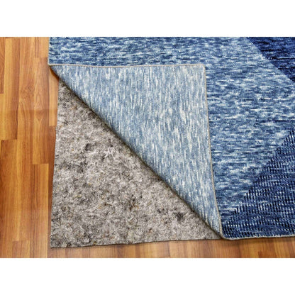 12'2"X18'3" Blue Wool Hand Knotted Art Deco Collection Oversized Rug