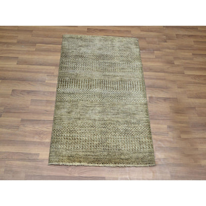 2'X3' Brown Hand Knotted Modern Grass Design Mat Wool Small Oriental Rug