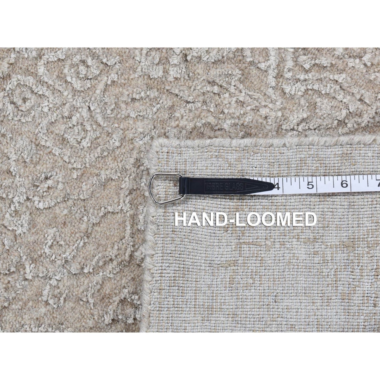 2'5"X12' Gray Fine Jacquard With Hand Loomed Wool And Silk Runner Rug