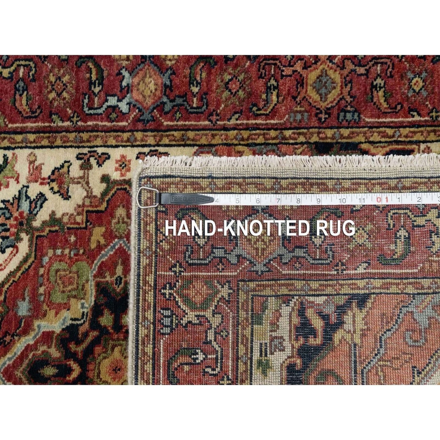 2'8"X28'1" Eggnog White Wool Heris Re-Creation Hand Knotted Xl Runner Rug