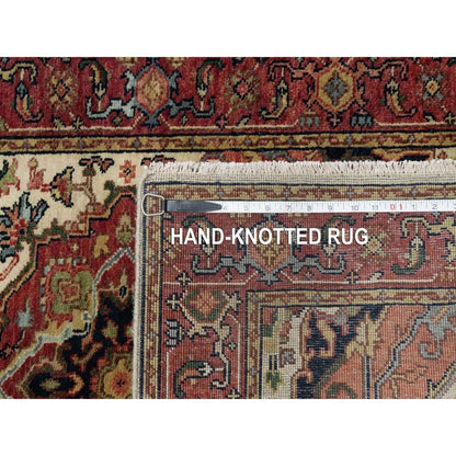 2'8"X28'1" Eggnog White Wool Heris Re-Creation Hand Knotted Xl Runner Rug