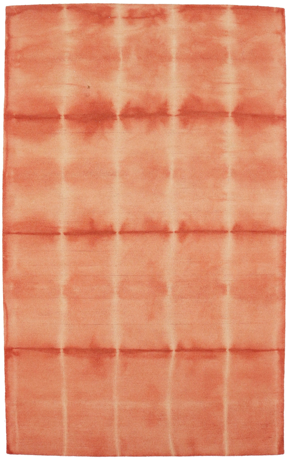 Modern Kids Room Carpet 5x8 ft Coral Red Hand-Tufted Tie-Dye Rug