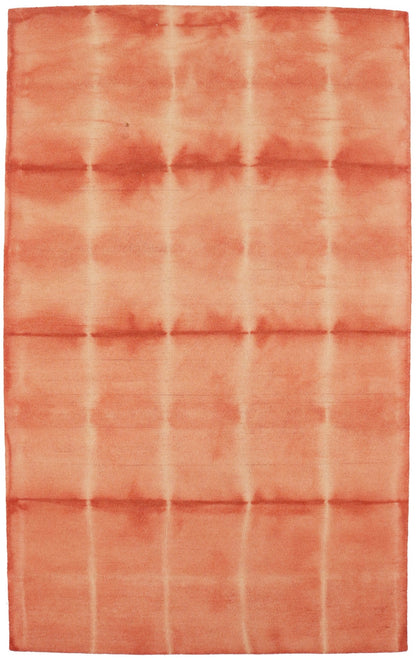 Modern Kids Room Carpet 5x8 ft Coral Red Hand-Tufted Tie-Dye Rug