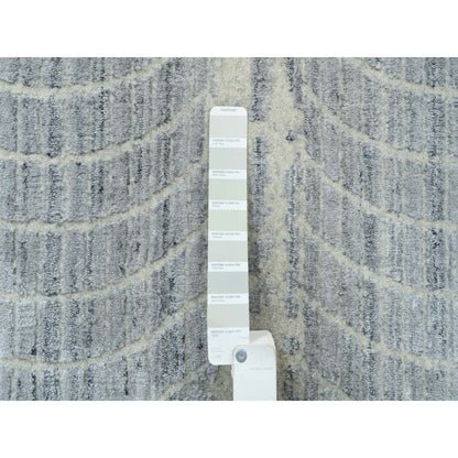 Rug 12'x17'10" Gray Wool And Plant Based Silk Hand Loomed Oversized