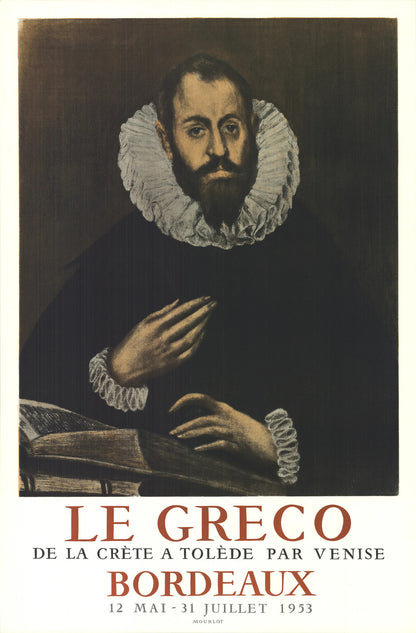 El Greco The Nobleman With His Hand On His Chest " Lithograph