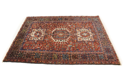 Semi-Antique Oriental Rug Rusty Red Geometric