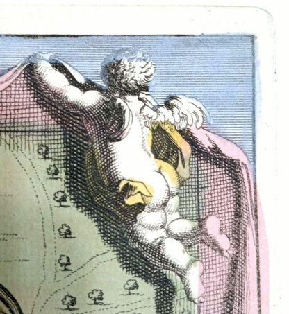 Leeuwe (Leuven) Daniel De La Feuille 1735 Hand-Colored Map Ratelband Framed Coa