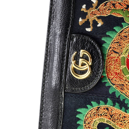 Gucci Ophidia Chain Shoulder Bag Embroidered Suede Small
