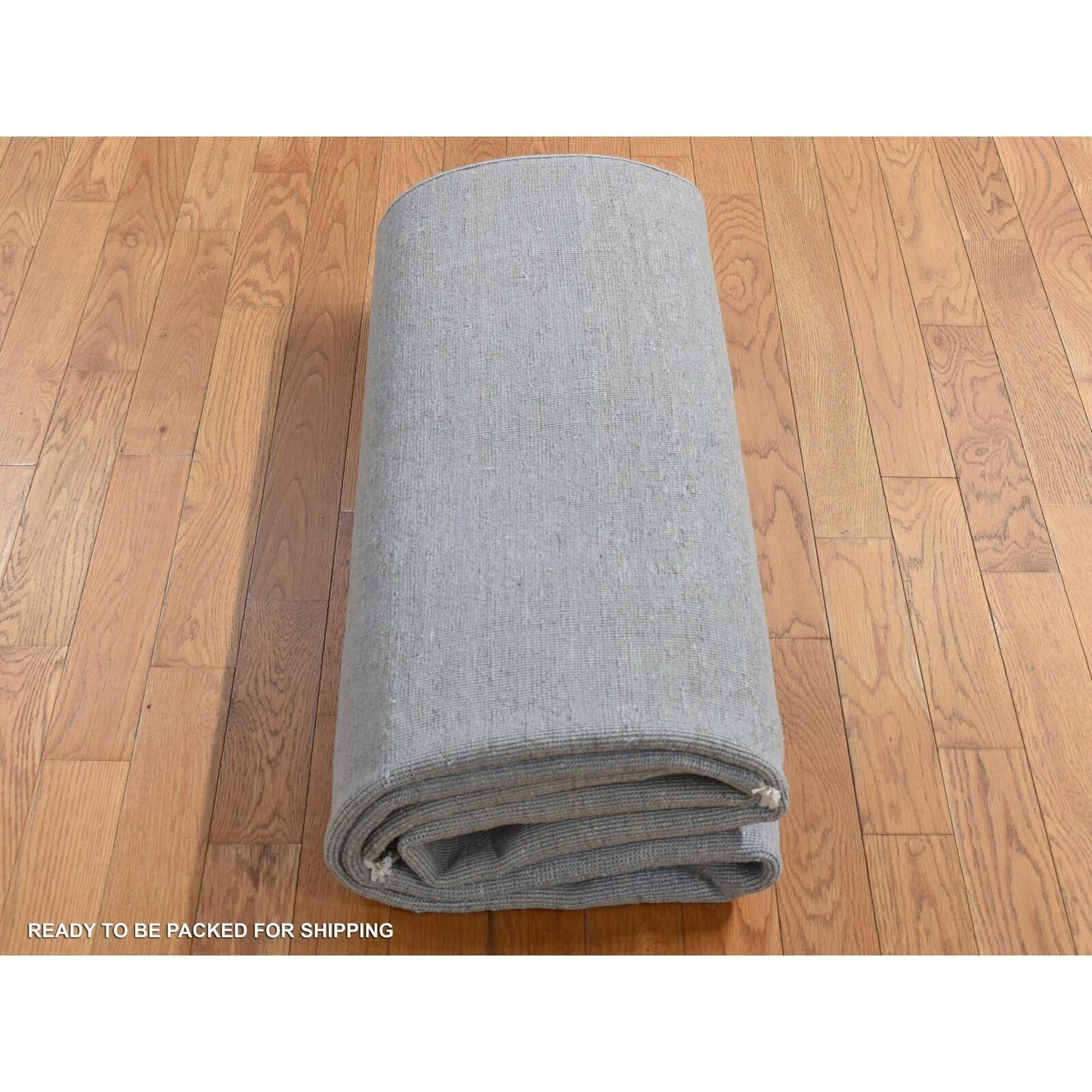 6'X9'1" Gray Silk With Wool Tone On Tone Design Hand Knotted Rug
