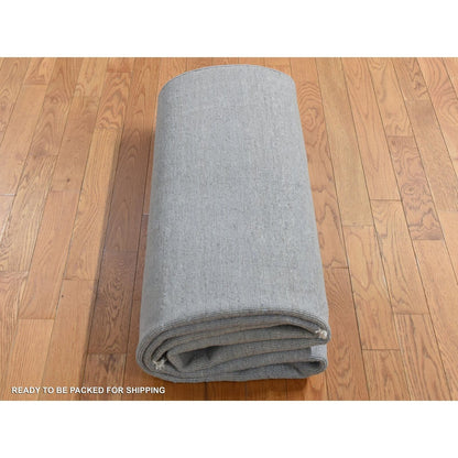 6'X9'1" Gray Silk With Wool Tone On Tone Design Hand Knotted Rug