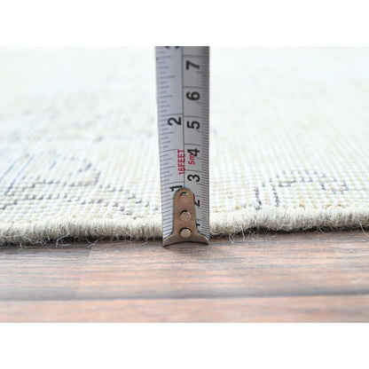 2'5"X7'6" White Fragment Pure Wool Vintage Zoroastrian Tebraz Oriental Rug