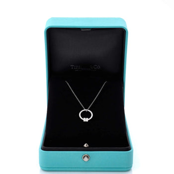 Tiffany & Co. T Circle Pendant Necklace 18K White Gold With Diamond
