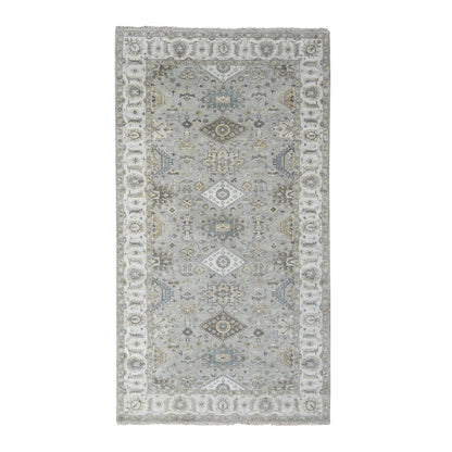 Rug 6'x11'9" Stargazer Gray Karajeh Geometric Hand Knotted Wide Runner