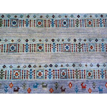9'X12' Blue Fine Kashkuli Gabbeh Soft Wool Hand Natural Dyes Knotted Rug