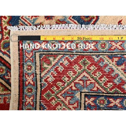 2'9"X15'5" Ivory Hand Knotted Rug Wool Kazak With Geometric Design Runner