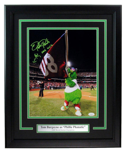 Tom Burgoyne "Phillie Phanatic" Signed/Inscribed 11X14 Photo Framed Jsa 190248