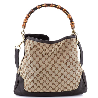 Gucci Diana Bamboo Shoulder Bag Gg Canvas Medium