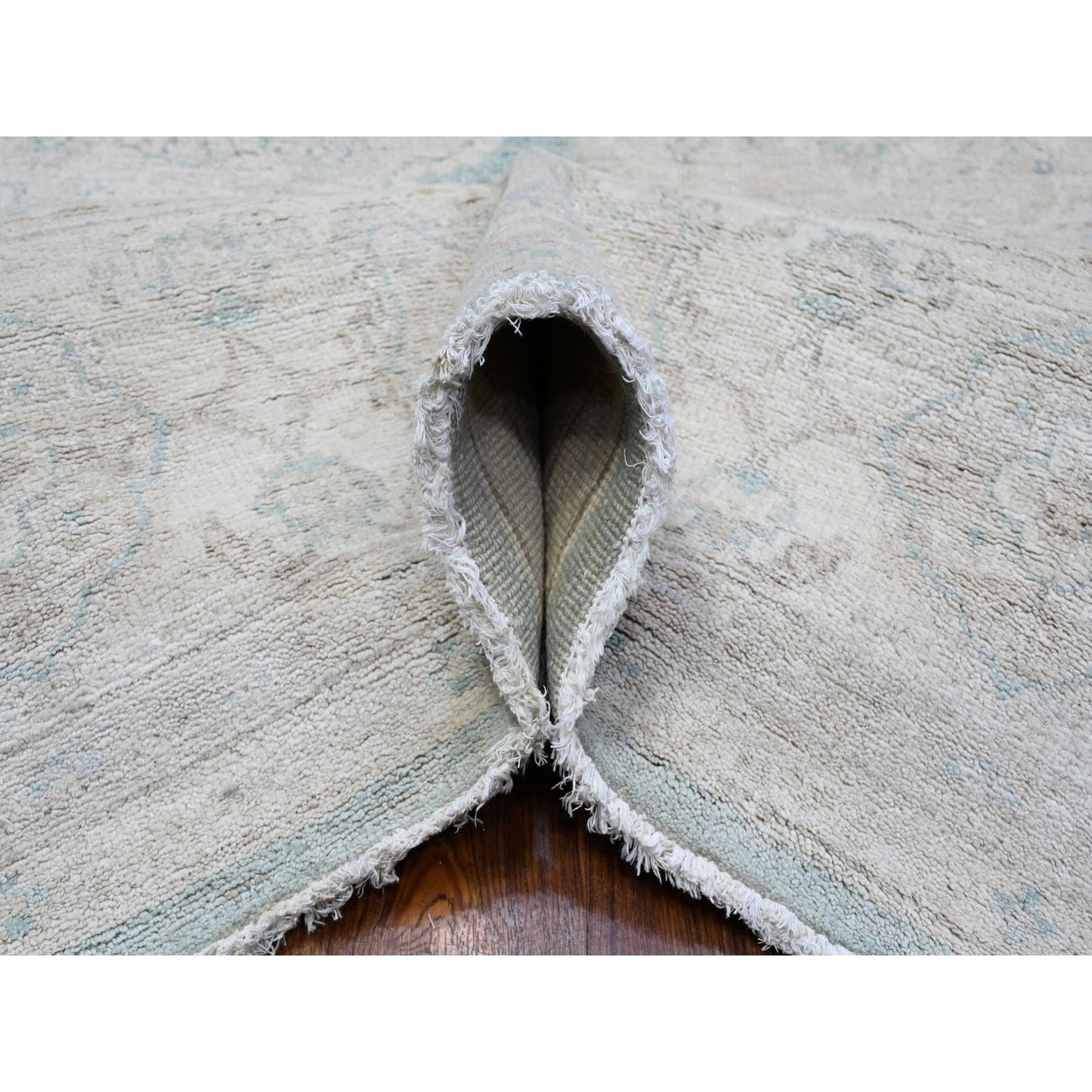 8'X10'4" Laurel Green Hand Knotted Fine Aryana Peshawar Wool Oriental Rug