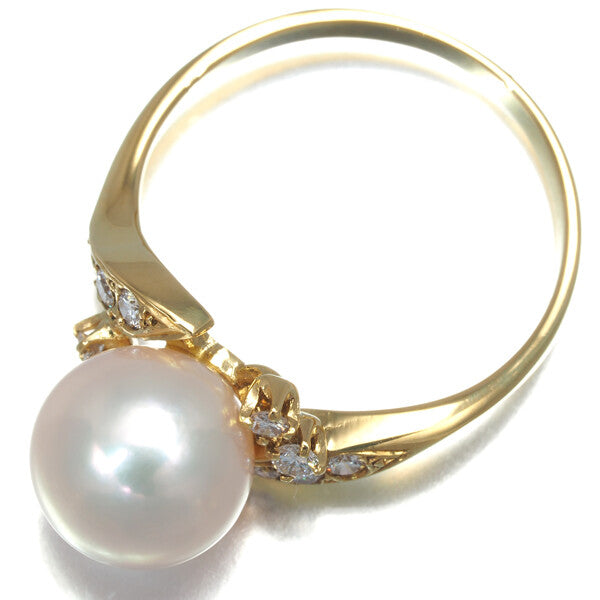 Mikimoto Ring Akoya Pearl 8.5Mm Diamond Us5.25-5.5 18K 750 Yellow Gold