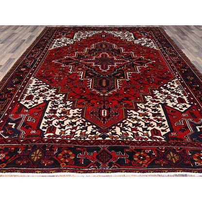 8'4"X10'7" Red Hand Knotted Clean With Centre Flower Element Oriental Rug