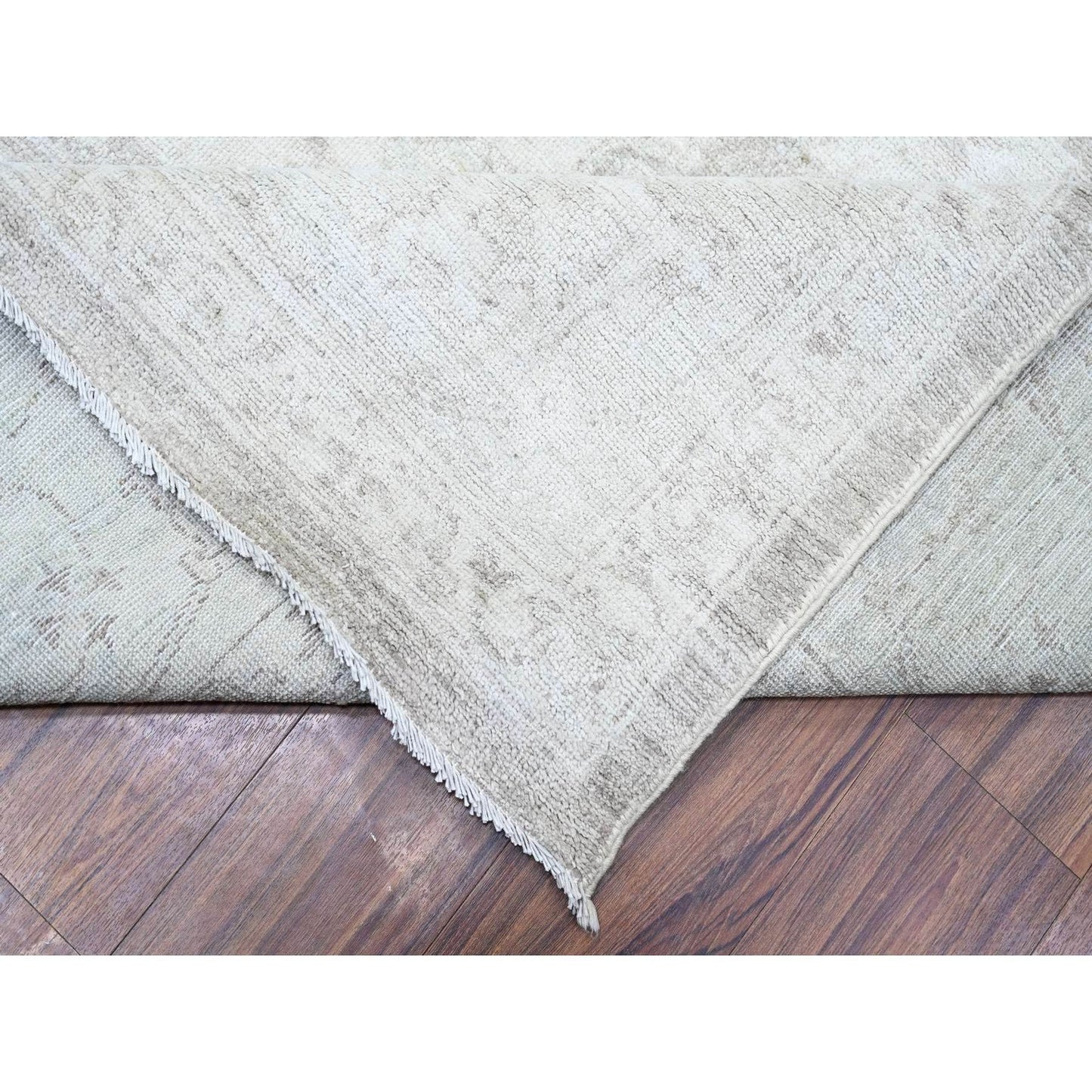 9'9"x14' Battleship Gray Wool White Wash Peshawar Hand Knotted Rug