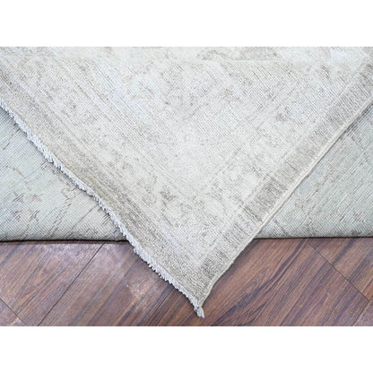 9'9"x14' Battleship Gray Wool White Wash Peshawar Hand Knotted Rug